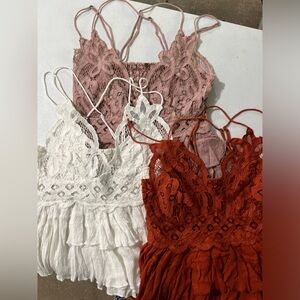 THANKSGIVING SALE 
Free People Lace Camisoles in Pink, White, and Red